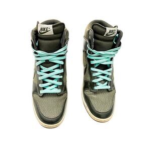 Nike Dunk Sky High Wedge Green Sneaker Tiffany Blue Laces Size 10